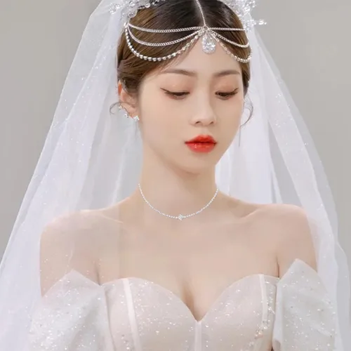Vista 6 de HONGLU Elegant Bridal Crystal Necklace Earrings Bracelet Set Wedding Jewelry Sets Choker Necklace Prom Formal Costume Accessories for Bride