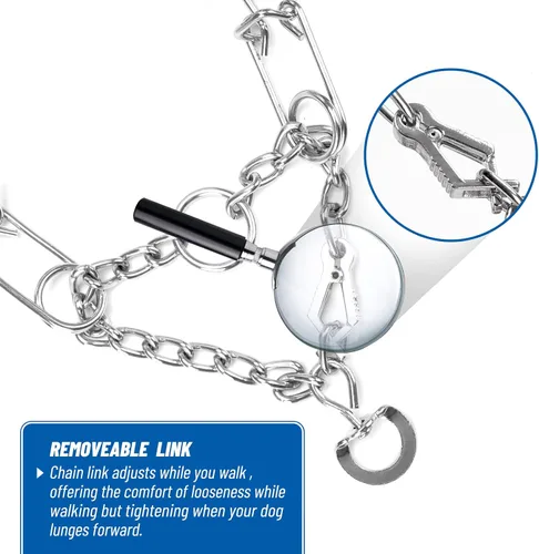 Vista 3 de Collar de punta para perro, collar de entrenamiento para perros con clip de liberación rápida, eslabones ajustables de acero inoxidable con puntas