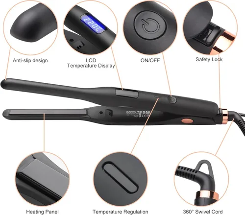 Vista 5 de Plancha plana de cerámica pequeña para cabello corto, barbas y duendecillos