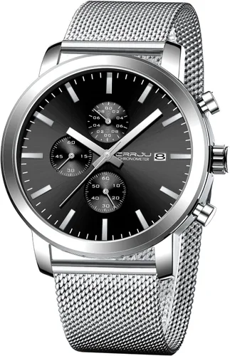 Vista 21 de CRRJU Mens Stylish Casual Quartz Watches for Men Luxury Waterproof Calendar Chronograph Japan Movement Wristwatches