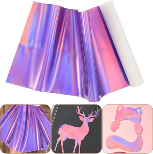 Vista 4 de VICASKY Hoja holográfica de cuero sintético: hoja de cuero para el pelo arco niños manualidades y fabricación de bolsas de oro, Púrpura