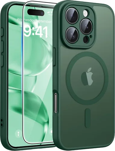 Vista 276 de FNTCASE - Funda para iPhone 16 Pro: magnética, mate, translúcida, de grado militar, protectora contra caídas, resistente, fina, duradera y a prueba