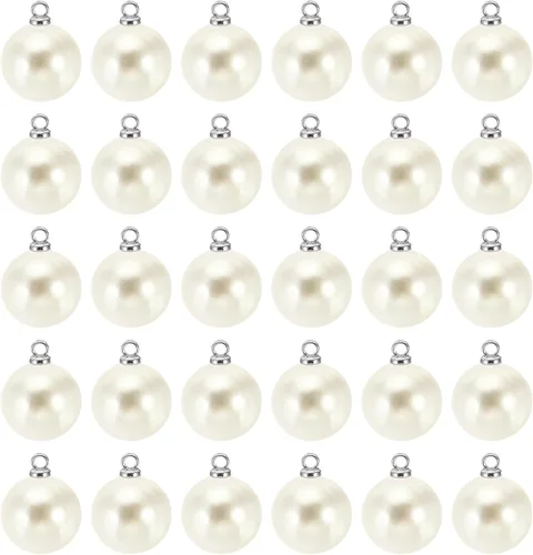 Vista 45 de PATIKIL Abalorio de perlas, 100 cuentas de perlas de imitación de perlas colgantes para bricolaje para hacer joyas, pulseras, aretes, collares Beige