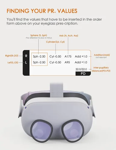 Vista 5 de Amavasion Glasses Lens Insert Compatible with MetaOculus Quest 2 Amavasion VR Myopia Glasses Customized Easy-to-Install Frame Plus Lens Combination