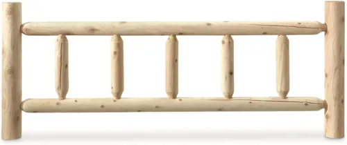 Vista 4 de CASTLECREEK - Cama King de madera de cedro norteamericano con cabecero y estribo; marcos de cama de madera natural rústica sin terminar