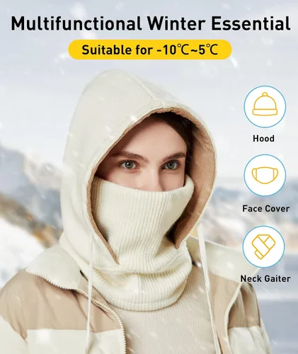 Vista 2 de BENEUNDER Sombreros cálidos de invierno con capucha para esquí, ciclismo