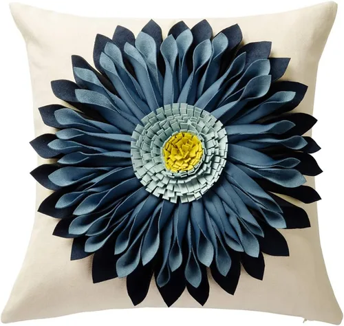 Vista 31 de OiseauVoler Fundas de almohada hechas a mano de 18 x 18 pulgadas, fundas de cojín de girasol 3D azules, fundas de almohada decorativas para sofá