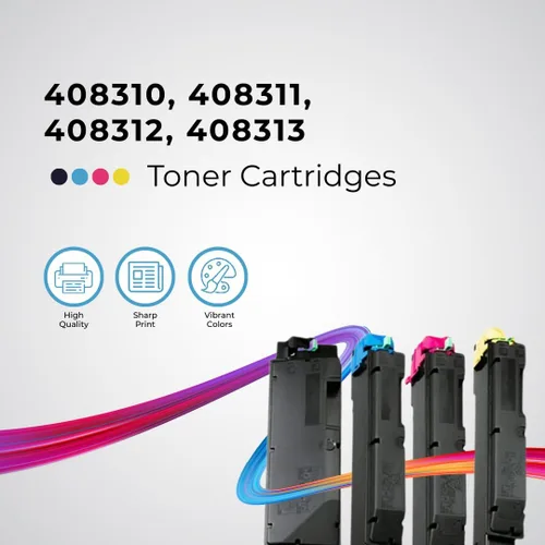 Vista 2 de Toner Pros (TM - Cartucho de tóner compatible con 408310, 408311, 408312, 408313 para impresora Ricoh P C600 (paquete de 4 colores) - Negro 18,000