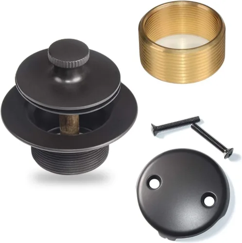 Vista 6 de Kit de drenaje de bañera negro mate con recogedor de pelo, kit de drenaje de bañera con kit de conversión de placa frontal de desbordamiento de 2