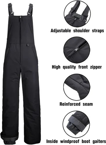 Vista 6 de GEMYSE Overol con peto de esquí impermeable para hombre pantalones de snowboard aislados