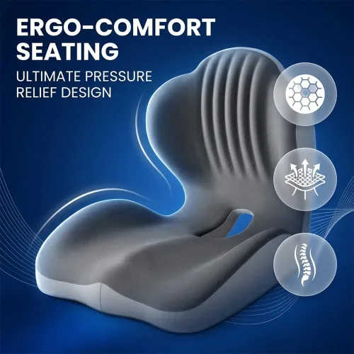 Vista 3 de SakerPlus Cojín ergonómico de espuma viscoelástica, cojín para silla de oficina en forma de L y cojín de asiento de automóvil para sentarse durante