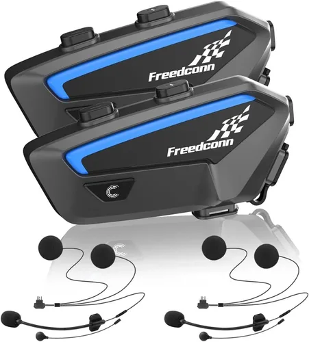 Vista 10 de FreedConn FX 10 Riders - Auriculares Bluetooth para motocicleta con intercambio de música, intercomunicador Bluetooth con cancelación de ruido/radio