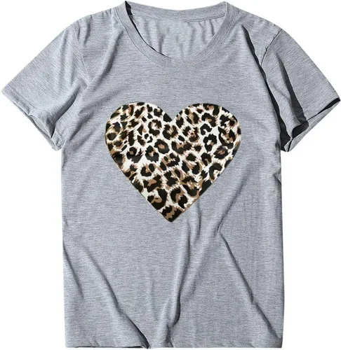 Vista 78 de Camisetas de manga corta con estampado de corazón para mujer, camisetas de ajuste regular, linda y divertida, ropa de regalo 2023