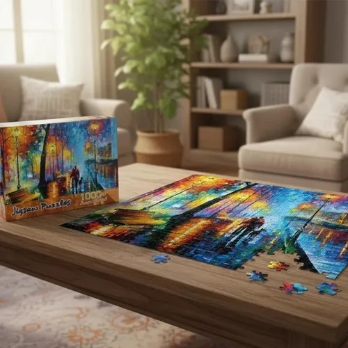 Vista 2 de Ingooood Rompecabezas de madera para adultos, 1000 piezas, acompañado, juegos familiares desafiantes y terapéuticos para parejas, divertido regalo