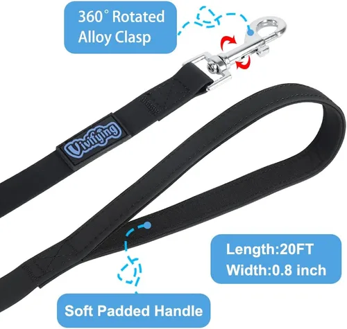 Vista 4 de Vivifying Correa impermeable para perro, correa de entrenamiento para perros de 20 pies, correa duradera con revestimiento de PVC, correa larga