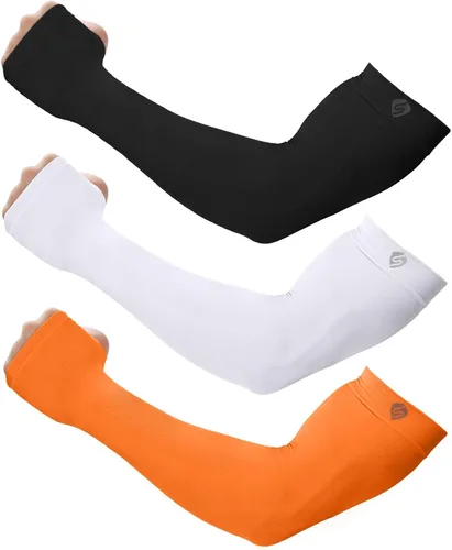 Vista 8 de Mangas para brazo, para hombres o mujeres. Para calentar o refrescar. Guantes de Compresión con factor de protección de los rayos ultravioleta UPF 1