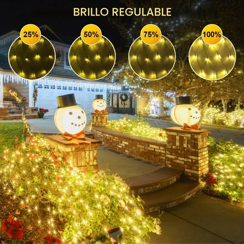 Vista 5 de JMEXSUSS 360 Luces LED de Red de Navidad para Exteriores Impermeables, Conectables de 12 pies x 5 pies, Luces de Red para Exteriores de Malla