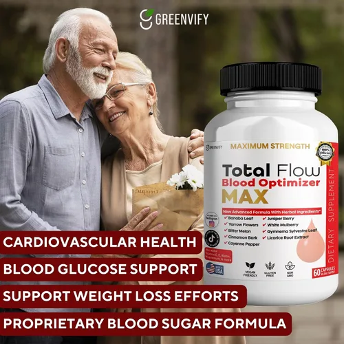 Vista 3 de Total Flow Blood Optimizer Max, 60 cápsulas vegetales, suplemento de apoyo de sangre con vitaminas y hierbas (1)