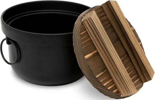 Vista 4 de Ikenaga Iron Works Delicious - Arroz de hierro, olla de hierro, negro, 2 piezas