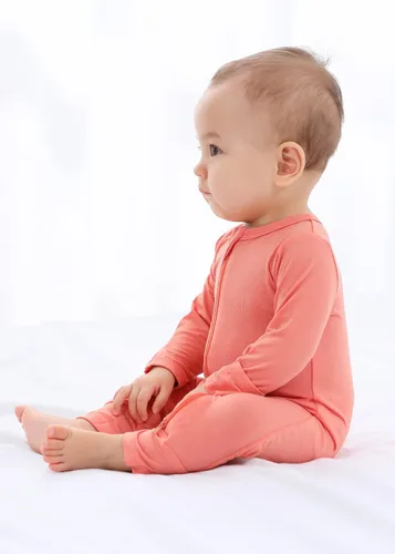 Vista 5 de GUISBY Mameluco sin pies para bebé, pijama de rayón con cremallera de 2 vías con manga larga