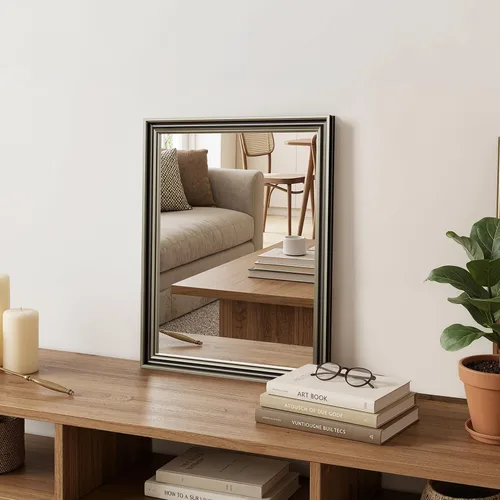 Vista 32 de Espejo de Pared Enmarcado con Efecto de Madera de Roble, Espejo Rectangular de 16x20, Vidrio Templado Anti-desplatado de 1/8", Marco Sostenible