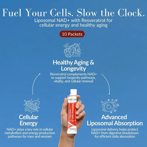 Vista 3 de Aurora Nutrascience Vida Lifescience - Suplemento líquido liposomal NAD+ con resveratrol/Amazon [NAD +/Resveratrol, paquete de 10 unidades]