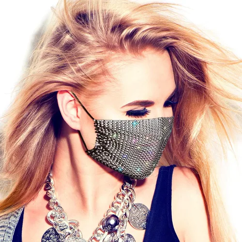 Vista 2 de 3 máscaras de malla con diamantes de imitación para mujer, color negro