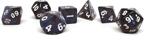Vista 16 de Mini colección de dados poliédricos de 0.394 pulgadas - Incluye un D20, D12, D10, D8, D6, D4 y D00 (Aqua Shine)