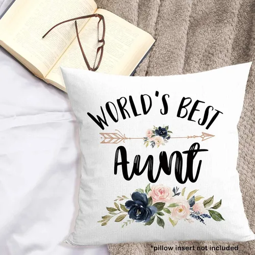 Vista 3 de World's Best Aunt Gifts - Funda de almohada de 18 x 18 pulgadas, funda de almohada de cumpleaños para tía y tía, funda de almohada cuadrada
