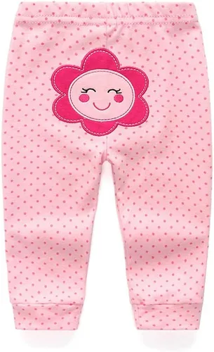Vista 8 de Paquete de 4 pantalones unisex de algodón para bebé recién nacido, leggings casuales bordados de 0 a 24 meses para niños y niñas