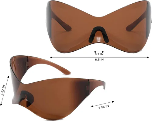 Vista 4 de Gizzutech Y2K - Lentes de sol para hombres y mujeres, gafas de sol futuristas envolventes, gafas de sol de gran tamaño con escudo alienígena