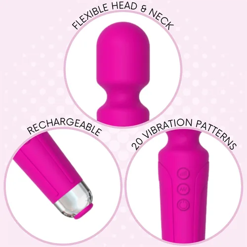 Vista 3 de Masajeador de varita eléctrica de silicona, juguetes para mujer, rosa, masajeador personal hipoalergénico seguro para el cuerpo, juguetes