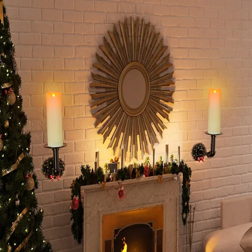 Vista 3 de PChero Velas parpadeantes sin llama de 10 x 3 pulgadas con control remoto y temporizadores, velas LED de cera real que funcionan con pilas, juego