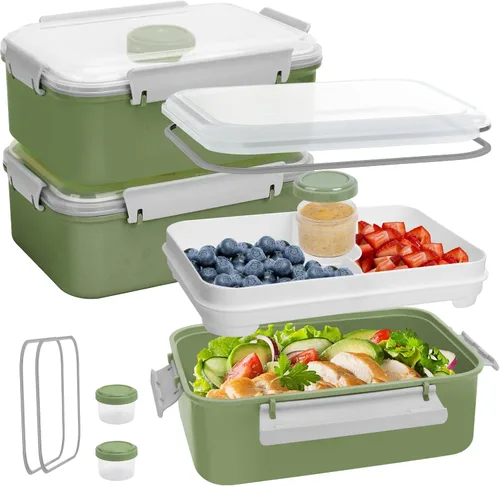 Vista 12 de Contenedores de ensalada de 64 onzas para el almuerzo, paquete de 3 cajas