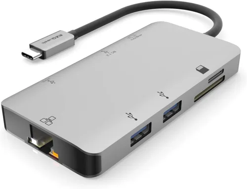 Vista 2 de Estación de acoplamiento USB C Hub 8 en 1 con HDMI 4K, 1 Gbit Ethernet, 3 puertos USB A 3.0, 1 USB-C PD/Data, SD/Micro SD para trabajo y viajes
