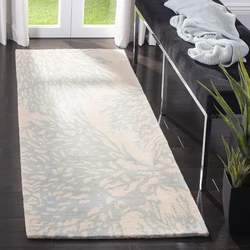 Vista 9 de SAFAVIEH Bella Collection BEL115C - Alfombra decorativa de lana prémium hecha a mano de 2 x 3 pies, color beige y azul