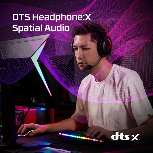 Vista 2 de HyperX Cloud Core - Auriculares inalámbricos para juegos para PC, auriculares DTS audio espacial X, almohadillas de espuma viscoelástica, marco
