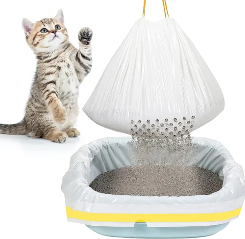 Vista 8 de Jutom 14 bolsas de arena para tamizar con cordón, bolsas de arena para gatos con agujeros, 31 x 18 pulgadas, bolsas de cordón gruesas portátiles