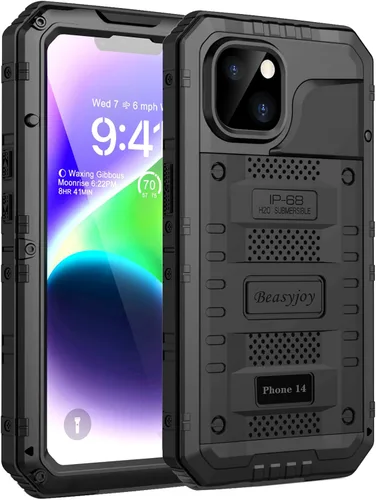 Vista 14 de Beasyjoy Funda impermeable de metal para iPhone 11, resistente, a prueba de golpes, a prueba de polvo, protección resistente, pantalla incorporada