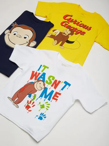 Vista 2 de Curious George Camiseta surtida para niños, paquete de 3 unidades, número 1