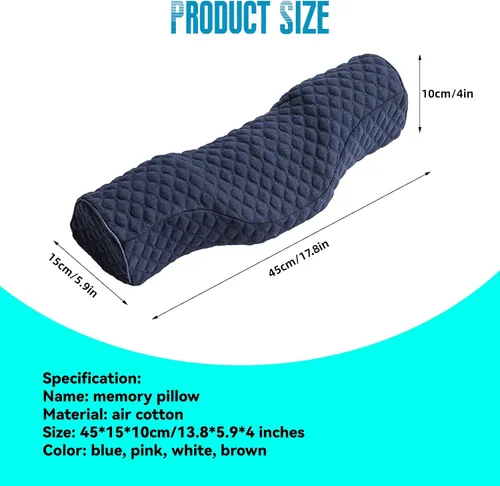 Vista 4 de Almohada cervical para dormir, almohada cervical de espuma viscoelástica para aliviar el dolor de cuello rígido, almohada de apoyo cervical para Azul