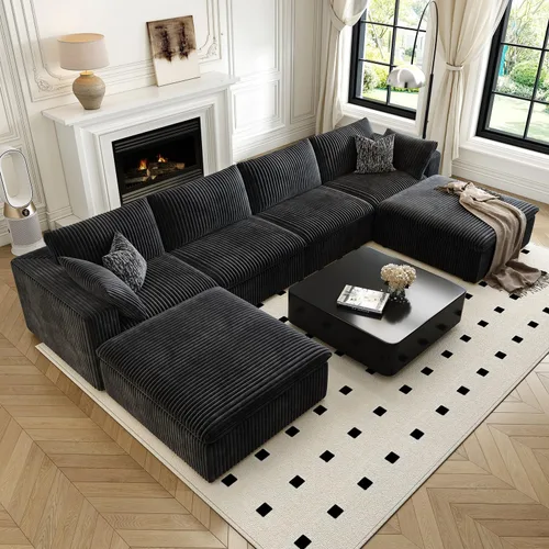 Vista 21 de LoveSeat Cloud Couch Sofá Seccional Modular para Sala de Estar, Sofá Moderno con Asiento Profundo, Sofá de 2 Plazas Sin Huesos con Otomana, Cómodos