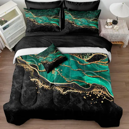 Vista 23 de Juego de edredón de sol y luna negro, juego de ropa de cama boho, ropa de cama de galaxia celestial y espacio estrellado, edredón mandala exótico
