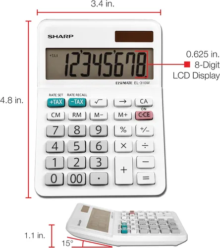 Vista 3 de Sharp EL-310WB Calculadora, Blanco 3.125, 3.38 x 4.75 x 1.0 pulgadas