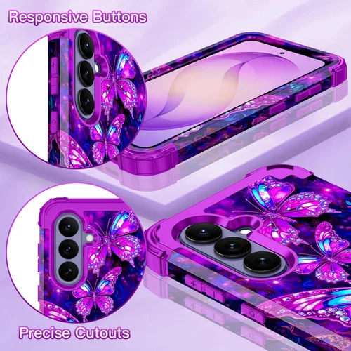 Vista 7 de LONTECT Funda para Galaxy S26 5G a prueba de golpes, 3 en 1, resistente y resistente, policarbonato duro+híbrida suave resistente de alto impacto