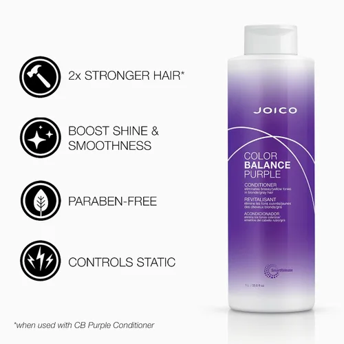Vista 4 de Joico Color Balance - Juego de champú y acondicionador morado, elimina los tonos cobrizos y amarillos, para cabello rubio o gris frío