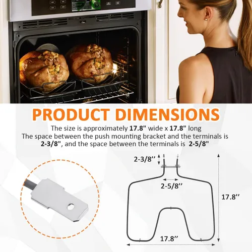 Vista 2 de EAGLEGGO WB44K10005 Horno Horno Elemento adecuado para horno GE Hotpoint Americana, reemplaza rb526h3ww, rb757bh1wh, rb787wh1ww, rb787ch2cc