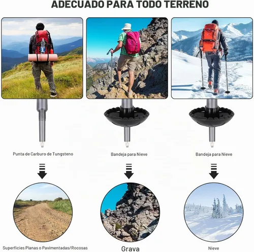 Vista 3 de Bastón de senderismo para senderismo, equipo multiherramienta para exteriores (negro 7 tubos)
