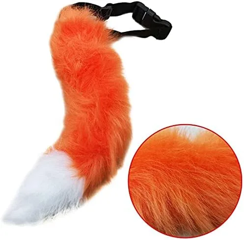 Vista 3 de BANLAN - Disfraz de cola de gato o zorro de pelo sintético para niñosadultos, cosplay, Halloween, Navidad, fiesta, talla única