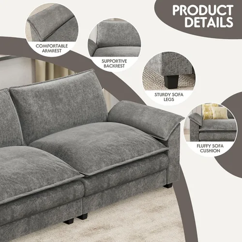 Vista 7 de Homall Sofá Seccional Modular de 80", Sofá Biplaza con Cojín de Doble Capa, Combinación DIY de Chenille Profundo Sofá Nube de 2 Asientos para Sala